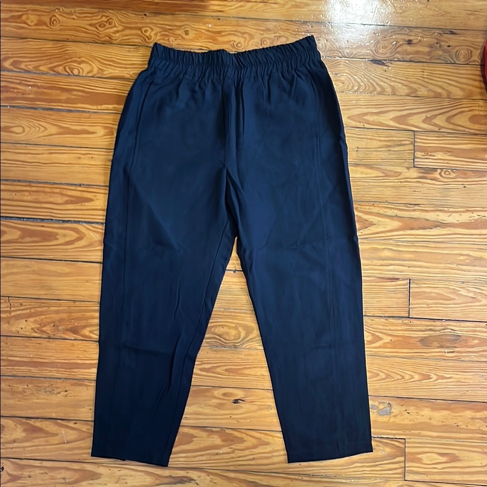 Hatch Black Tencel Linen Straight Leg Pants